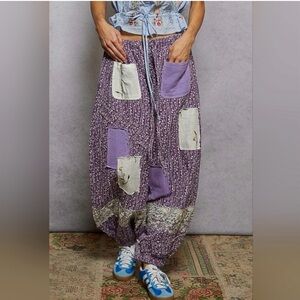 POL Patchwork Wide-Leg Pants